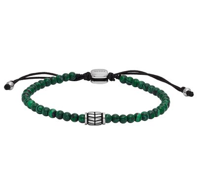 Fossil JF04415040 Armband Beads staal-edelsteen zilverkleurig-groen 4 mm max. 25 cm