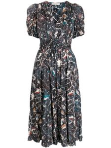 Ulla Johnson robe imprimée Thelma à design superposé - Bleu