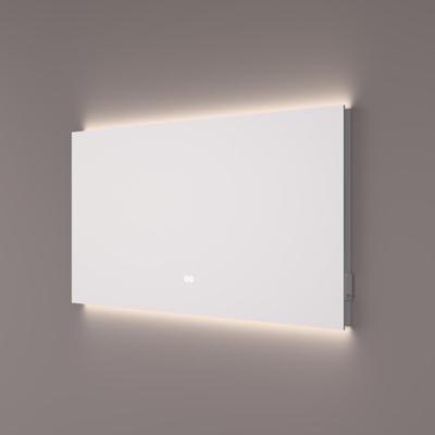 HIPP Design spiegel met Indirecte LED Verlichting Onder en Boven 140 x 70 x 3 cm + Touch Dimmer + Spiegelverwarming + Kleurenwissel + 2 Stopcontacten