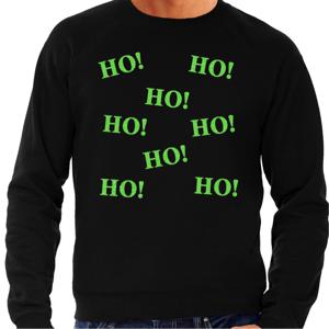 Foute Kersttrui/sweater voor heren - hohohohoho - zwart - glitter groen - Kerstfeest