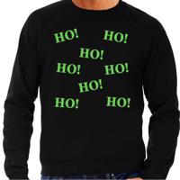 Foute Kersttrui/sweater voor heren - hohohohoho - zwart - glitter groen - Kerstfeest