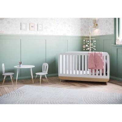 Set 1 tafel + 2 stoelen - FIMIANA - Scandinavische stijl - Mat wit / Kronberg eik - DEMEYERE
