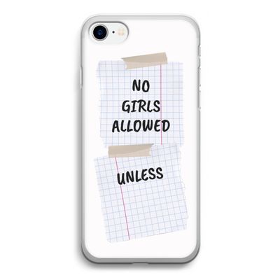 No Girls Allowed Unless: iPhone SE 2020 Transparant Hoesje
