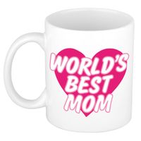Worlds best mom kado mok / beker wit met roze hart - Moederdag / verjaardag Worlds best mom kado mok / beker wit met roze hart - Moederdag / verjaardag