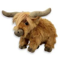 Inware pluche Schotse hooglander koe knuffeldier - bruin - staand - 30 cm - Koeien knuffels - thumbnail