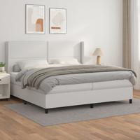 Boxspring met matras kunstleer wit 200x200 cm