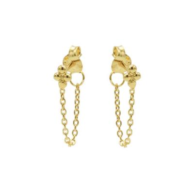 Karma Oorbellen Chain 4 Dots Goud