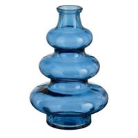 Bloemenvaas Sira - transparant glas - blauw - D14,5 x H22 cm - vaas - sierlijk model