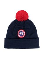 Canada Goose Kids bonnet en laine à patch logo - Bleu - thumbnail