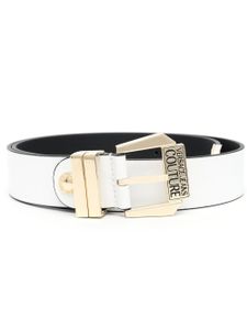 Versace Jeans Couture ceinture en cuir à logo gravé - Blanc