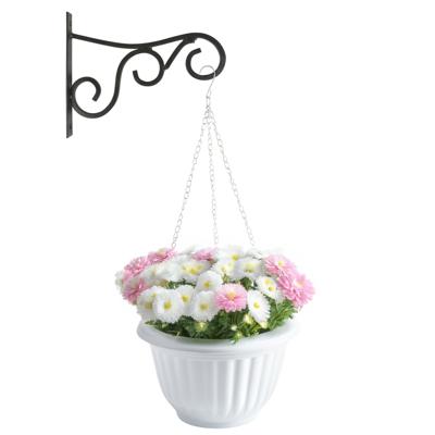 Hangpot + Muurhaak Gerona - wit - kunststof - metaal - D20 cm - tuinaccessoires