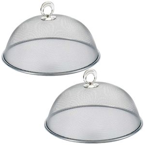 2x stuks vliegenkap/voedselkap voor voedsel zilver van metaal 25 cm