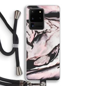 Roze stroom: Samsung Galaxy S20 Ultra Transparant Hoesje met koord