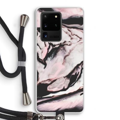 Roze stroom: Samsung Galaxy S20 Ultra Transparant Hoesje met koord
