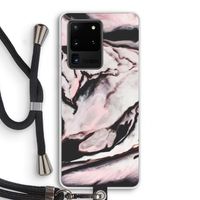 Roze stroom: Samsung Galaxy S20 Ultra Transparant Hoesje met koord
