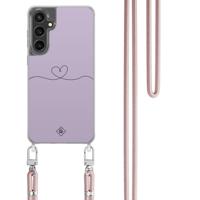 Samsung Galaxy S24 FE hoesje met rosegoud koord - Hart lila