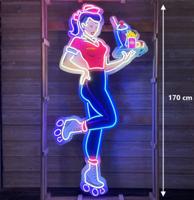 Fifties Serveerster op Rollerskates XXL Neon ALLEEN OPHALEN Fifties Serveerster op Rollerskates XXL Neon ALLEEN OPHALEN