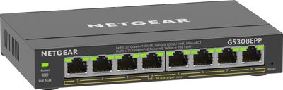 NETGEAR 8-Port Gigabit Ethernet High-Power PoE+ Plus Switch (GS308EPP)