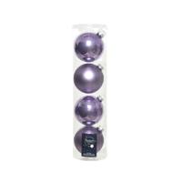 Decoris kerstballen - 4x st - lila paars - D10 cm - glas - kerstversiering