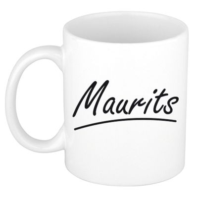 Naam cadeau mok / beker Maurits met sierlijke letters 300 ml Naam cadeau mok / beker Maurits met sierlijke letters 300 ml