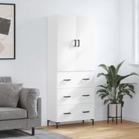Hoge kast 69,5x34x180 cm bewerkt hout wit