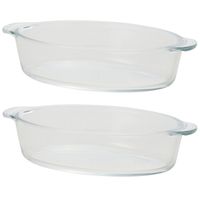 6x Ovalen glazen mini ovenschalen 400 ml 20 x 11 x 5 cm - thumbnail