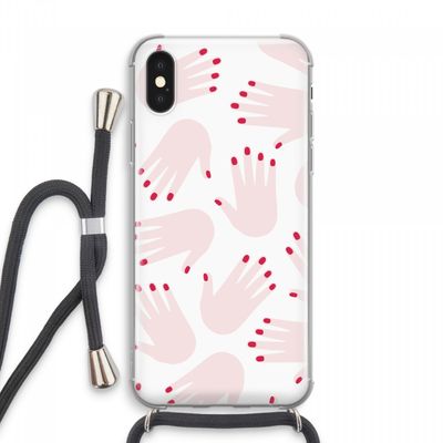 Hands pink: iPhone XS Max Transparant Hoesje met koord