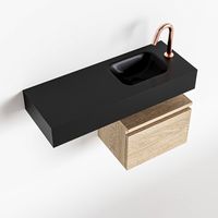 Toiletmeubel Mondiaz Andor | 80 cm | Meubelkleur Washed oak | Lex vrijhangend wastafel Urban Rechts | 1 kraangat