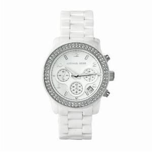 Michael Kors dames quartz chronograaf kristal wit keramisch armbandhorloge MK5188