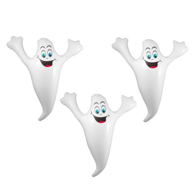 Folat spook - 3x stuks - wit - 52 cm - opblaasbaar - Halloween decoratie - feestartikelen
