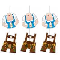 Hangdecoratie lederhosen Oktoberfest - 3x - 70 x 23 cm - Bierfeest feestartikelen - Versiering - thumbnail