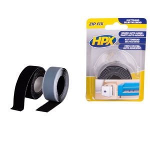 HPX Zip fix klittenband (haak+lus) | Zwart | 2 x 20mm x 1m - ZF2001 ZF2001