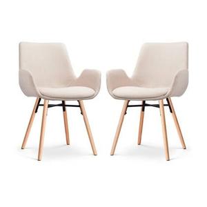 Nolon Nena-Eef Eetkamerstoelen Set van 2 - Beige - Naturel Hout