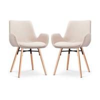 Nolon Nena-Eef Eetkamerstoelen Set van 2 - Beige - Naturel Hout