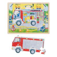 Goki houten lagenpuzzel brandweer aan het werk, 60st.