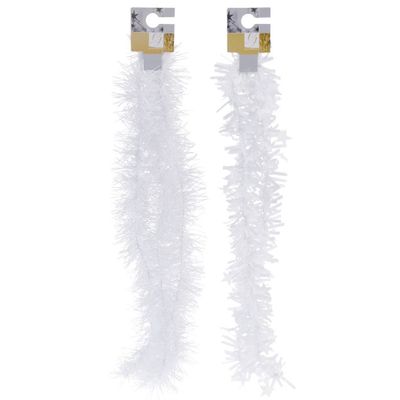 6x Witte folieslingers fijn 180 cm