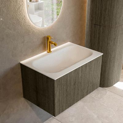 Badmeubel Mondiaz Kurve | 70 cm cm | Meubelkleur Shadow | Wastafelkleur Talc | Solid surface | Wasbak midden spoelbak | 1 kraangat