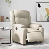 Fauteuil elektrisch verstelbaar kunstleer crèmekleurig