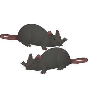 2x stuks John Toy - Speelgoed Halloween decoratie kunststof rat zwart 28 cm