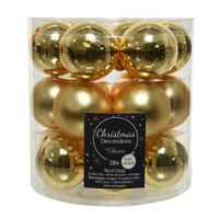 18x stuks kleine glazen kerstballen goud 4 cm mat/glans - thumbnail