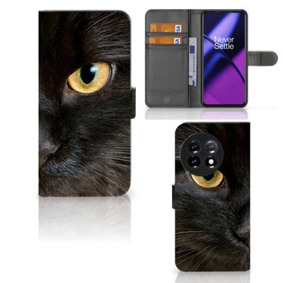OnePlus 11 | Telefoonhoesje | Met pasjeshouder | Zwarte Kat