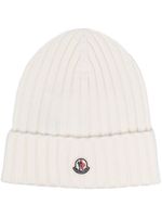 Moncler bonnet en laine vierge à design nervuré - Blanc - thumbnail