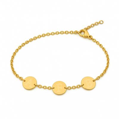 Gepersonaliseerde initialen muntjes armband - Stainless steel - Goud - 3 initialen