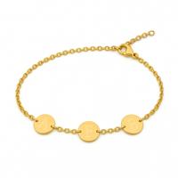 Gepersonaliseerde initialen muntjes armband - Stainless steel - Goud - 3 initialen