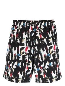 Alexander McQueen short de bain Watercolour Graffiti - Blanc