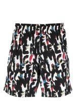 Alexander McQueen short de bain Watercolour Graffiti - Blanc - thumbnail