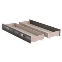 Leen Bakker - Ladenset Fabric - Grijs/eikenkleur - 18,4x42,4x148,6 Cm - Spaanplaat - Bruin#Grijs - 148.6x42.4x18.4 Cm