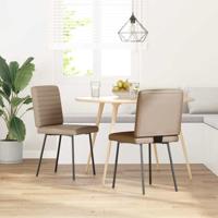 Eetkamerstoelen 2 st kunstleer cappuccinokleurig Eetkamerstoelen 2 st kunstleer cappuccinokleurig