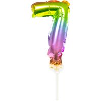 Folieballon Taart Topper Regenboog Cijfer 7 - 13 cm - thumbnail