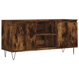 The Living Store TV-meubel Smoked Oak 104 x 35 x 50 cm - Opbergkast met vier vakken en stevig tafelblad - Gemaakt van